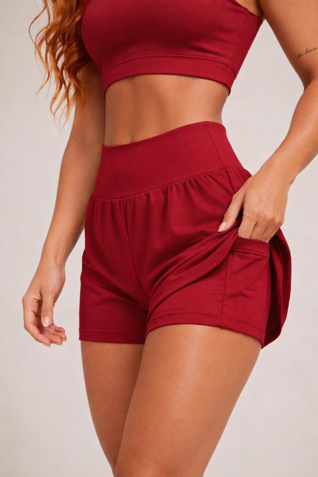 Conj. Short Duplo Emi - Cereja